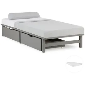 Homestyle4u Holzbett 90 x 200 cm Grau