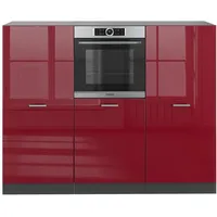 Vicco R-Line Küchenblock Bordeaux Hochglanz/Anthrazit 180 cm ohne Arbeitsplatte