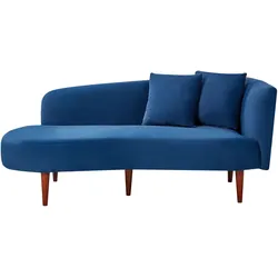 Chaiselongue Samtstoff blau rechtsseitig CHAUMONT