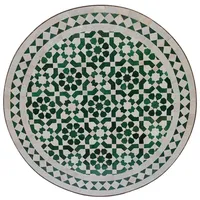 Casa Moro Gartentisch Mosaiktisch D60 cm rund Grün Weiß glasiert aus Marokko (Mosaik Beistelltisch Teetisch Bistrotisch, Boho Chic Couchtisch Sofatisch), Kunsthandwerk grün|weiß