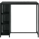 vidaXL Bartisch mit Regal Schwarz 120x60x110 cm Poly Rattan