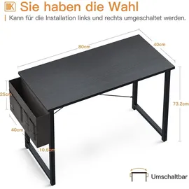 ODK Kleiner Schreibtisch Computertisch Bürotisch mit Kopfhörerhalter - Schwarz