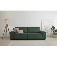 Home Affaire »SHERWOOD Schlafsofa (257cm) Cord, Samtvelours, Vintage-Lederoptik«, Schlaffunktion mit Bettkasten (ca. 136/200cm), grün