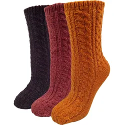 Kuschelsocken CAPELLI NEW YORK, Damen, Gr. 35-38, bunt (schwarz, rot, gelb), Polyester, unifarben, mehrfarbig, Zopfmuster, Socken, mit Zopfmuster