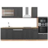 Vicco Fame-Line Küchenzeile Anthrazit Landhaus/Goldkraft Eiche 300 cm mit Hochschrankohne Arbeitsplatte