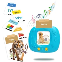 Homestec Lernkarten-Set für Kinder 2-4 Jahre | Spanische Sprechende Lernkarten mit Geräuschen, 288 Wörter 144 Karten, Sprachlernspielzeug –Spielzeug Geschenkidee für Jungen & Mädchen
