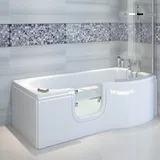 SKALI Badewanne mit Tür/Seniorenbadewanne 167,5x85/75cm Rechts-Komplett-Set