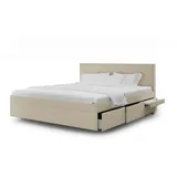 bellvita, Wasserbett mit 6 Schubladen und Nachttisch, mit Wasserbettheizung beige