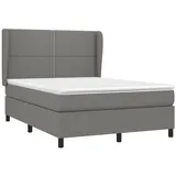 vidaXL Boxspringbett mit Matratze Dunkelgrau 140x200 cm Stoff