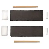 KESPER | Sushi Set, 8 teilig - für 2 Personen, Material: Schiefer, Maße der Platte: 30 x 10 cm | 38142