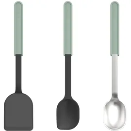 Mepal Koch-Set 3-teilig Pfannenwender/Rührlöffel/Edelstahl-Schöpflöffel Nordic Sage