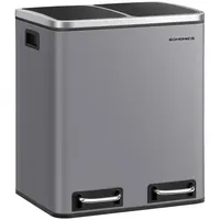 Songmics Mülleimer, Abfalleimer, 30L, ergonomisch, Stahl, Metall-Fußreling