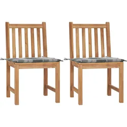 vidaXL 2x Teak Massiv Gartenstuhl mit Kissen Holzstuhl Stuhl Stühle Essstuhl Terrassenstuhl Balkonstuhl Gartenmöbel Gartenstühle Outdoor