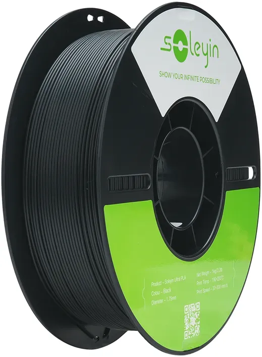 Creality Soleyin Ultra PLA schwarz 1 KG 3D-Druckerfilament 1,75 mm, hohe Geschwindigkeit 30–300 mm/s, passend für die meisten FDM-3D-Drucker