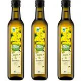 3x 500ml dm Bio Rapsöl, kaltgepresst Glutenfrei Laktosefrei, Ohne Aromastoffe Öl