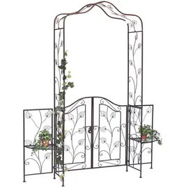 DanDiBo Ambiente Rosenbogen mit Tür 240 x 185 cm Braun