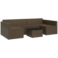 vidaXL 2-tlg. Garten-Lounge-Set mit Kissen Braun Poly Rattan