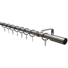 GARDINIA Gardinenstangen-Set Zylinder Ø 19 mm Länge 220 cm Edelstahl-Optik