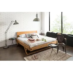 Massivholzbett SALESFEVER "Eik", beige (natur), B:158cm H:90cm L:218cm, 100% Fichtenholz massiv, Betten