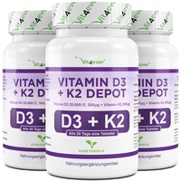 540 Tabletten Vitamin D3 20.000 I.E. + Vitamin K2 200mcg MK-7 Menachinon-7 IE IU