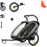 Fahrradkinder-Anhänger HAUCK "Bike N Walk Duo", Baby, grau (light grau), Fahrradanhänger, für 2 Kinder, inkl. Deichsel, Topseller