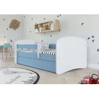 Sellbee Kinderbett Jugendbett 70x140 cm Blau mit Matratze Rausfallschutz