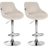CLP Barhocker Lazio 2er Set 360° drehbar höhenverstellbar Samt creme