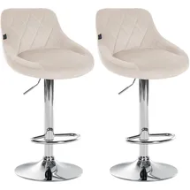 CLP Barhocker Lazio 2er Set 360° drehbar höhenverstellbar Samt creme