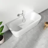 evineo ineo2 Vorwand-Badewanne für individuelle Ab- und Überlaufsysteme L: 180 B: 80 cm, BE4006WH,