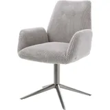 DeLife Drehstuhl Zoa-Flex Cord Silbergrau Fußkreuz Graphit 360° drehbar Wippfunktion Taschenfederkern, Esszimmerstühle