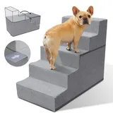 Zvonema Hundetreppe für Kleine Hunde, Hundetreppe, rutschfest Hundetreppe 5 Stufen, Hundetreppe Bett waschbar, Haustiertreppe aus Hochdichtem Schwamm, für verletzte Hunde, ältere Hunde, Katzen