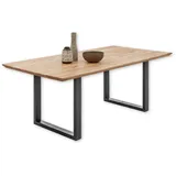 Stolkom Esstisch schwarz, Eiche Holz, Metall, Eiche massiv), U-Form, 100x74 cm