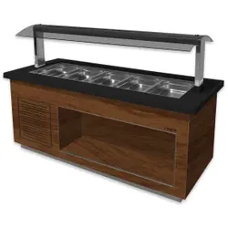 SARO Heißes Buffet PREMIUM LINE SB, Hochwertiges Buffet für warmes Essen ideal für Veranstaltungen und Feiern, Farbe: walnuss, Breite: 200 cm