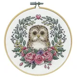 Design Works Crafts Kreuzstich Stickpackung mit Stickrahmen Eule, Zählmuster