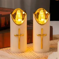 SKIKHN LED Grablichter für Draußen, 2er LEDs Grabkerze Trauerlicht, Batteriebetriebene Grablicht, Wiederverwendbar Friedhofskerze Gedenkkerze, Grablichter LED mit Batterie für Grab, Kirche, Religiöse
