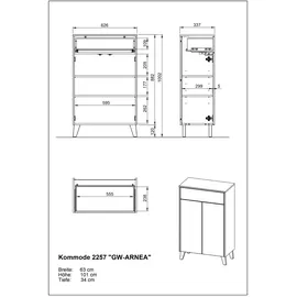 Germania GW-Arnea 63 x 101 x 34 cm kaschmir / grau