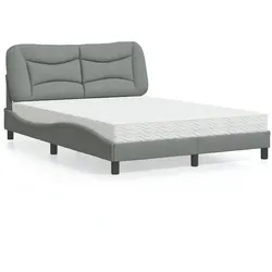 Bett mit Matratze – Hellgrau, 140x200 cm, Stoff – Komfort & modernes Design