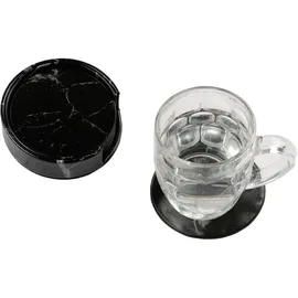luxuskollektion 6er Set Homcomodar PU Leder Untersetzer Schwarz Marmormuster