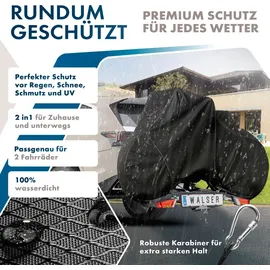 Walser Fahrradabdeckung 100% wasserdicht für 2 Fahrräder schwarz