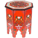 Marrakesch Orient & Mediterran Interior MARRAKESCH Beistelltisch Nachttisch aus Holz 50cm groß Tisch Hocker Gargar Rot als Orientalische Dekoration