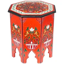 Marrakesch Orient & Mediterran Interior MARRAKESCH Beistelltisch Nachttisch aus Holz 50cm groß Tisch Hocker Gargar Rot als Orientalische Dekoration
