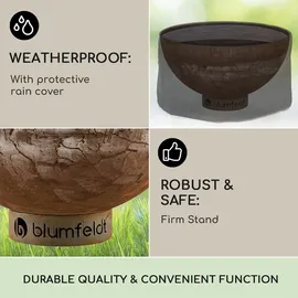 Blumfeldt Savage Feuerschale mit Grill Ø 60,5 cm Stahl Wetterschutz Rost