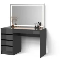 Livinity® Schminktisch Anthrazit, 120 cm mit LED-Spiegel