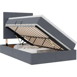 vidaXL Bett mit Stauraum und LED mit LED Dunkelgrau 120 x 190 cm Samt