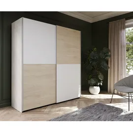 Forte Schwebetürenschrank 170,3 x 190,5 x 61,2 cm Weiß/Braun