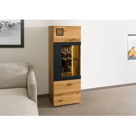 MASSIVMOEBEL24.DE Highboard 50 x 43,5 x 143 cm Wildeiche Natur geölt/lackiert / Braun