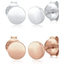 Elli Ohrstecker-Set »Ohrringe Ohrringset Plättchen Kreis 2er Set 925 Sterling Silber vergoldet«, rosa