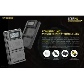 Nitecore USB-Ladegerät mit LCD-Display UCN2PRO für Canon LP-E6N