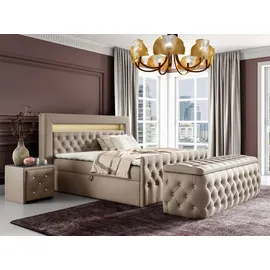 Fun Möbel Boxspringbett Schlafzimmerbett SEVRA Nr.1 140x200cm in Elisa Velvet Beige - Beige