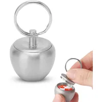 Mini Pillendose in Apfelform,Pillendose Schlüsselanhänger,Kleine Pillendose aus Edelstahl, kleine tragbare Mini Medizinbox aus Edelstahl,Reisemedizin Größe Edelstahl Pillendose